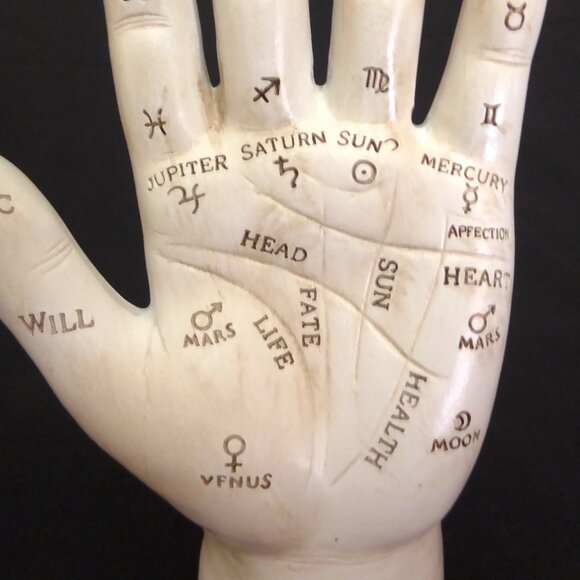 NEW 7.5” EBROS PSYCHIC FORTUNE TELLER PALMISTRY HAND PALM READING GOTHIC ODDITY - Picture 3 of 8